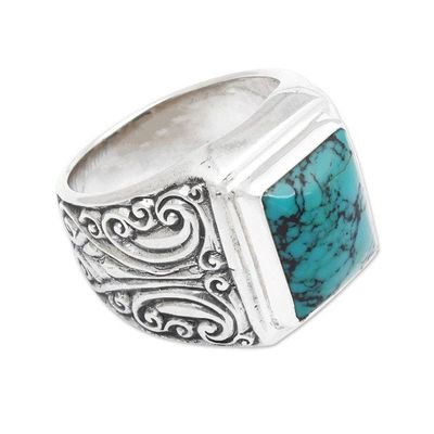 Alternate image for Unisex Sterling Silver and Reconstituted Turquoise Ring Sky Crown