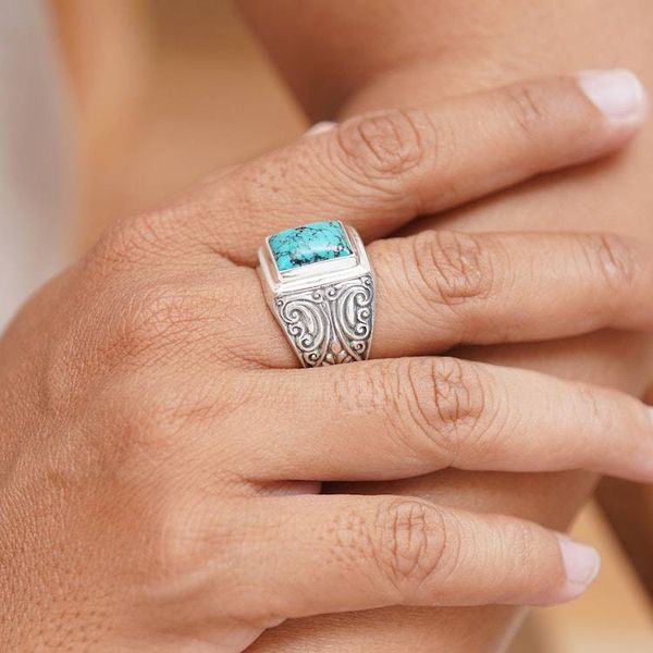 Alternate image for Unisex Sterling Silver and Reconstituted Turquoise Ring Sky Crown