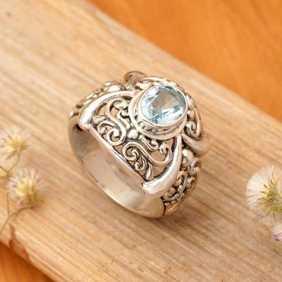 Alternate image for Hand Made Sterling Silver and Blue Topaz Ring Heavenly Garden