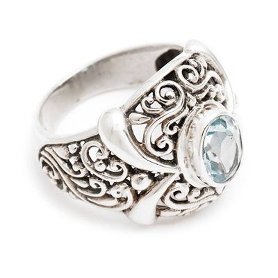 Alternate image for Hand Made Sterling Silver and Blue Topaz Ring Heavenly Garden
