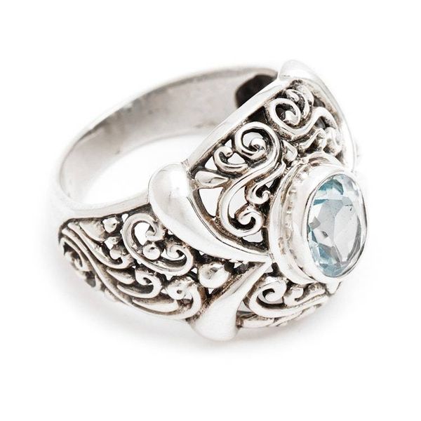 Alternate image for Hand Made Sterling Silver and Blue Topaz Ring Heavenly Garden