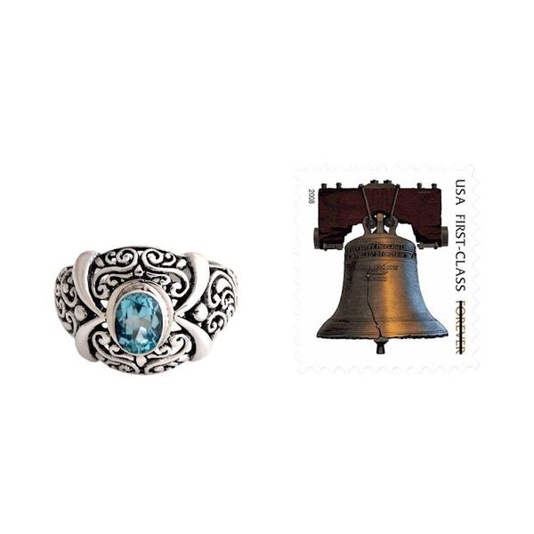 Alternate image for Hand Made Sterling Silver and Blue Topaz Ring Heavenly Garden