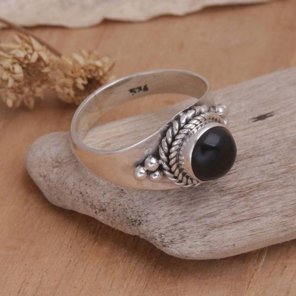 Onyx and Sterling Silver Ring 'Promise Me'