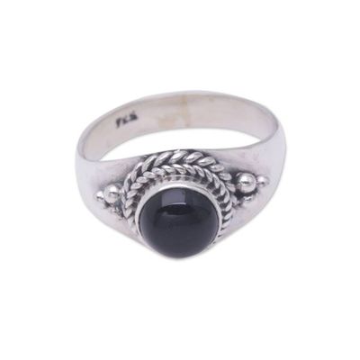 Alternate image for Onyx and Sterling Silver Ring Promise Me