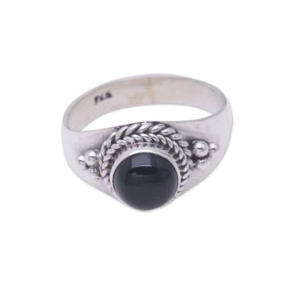Alternate image for Onyx and Sterling Silver Ring Promise Me
