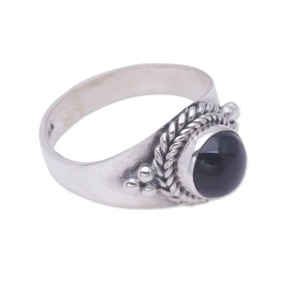 Alternate image for Onyx and Sterling Silver Ring Promise Me