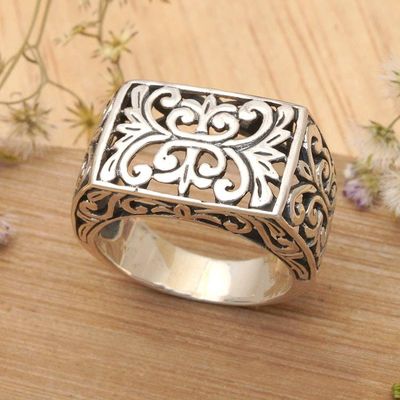 Alternate image for Mens Unique Sterling Silver Ring from Indonesia Emperor