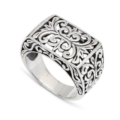 Alternate image for Mens Unique Sterling Silver Ring from Indonesia Emperor