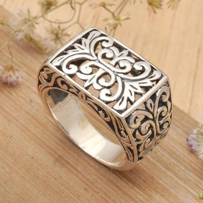 Alternate image for Mens Unique Sterling Silver Ring from Indonesia Emperor