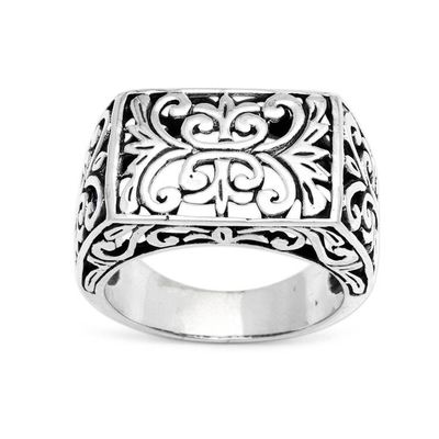 Alternate image for Mens Unique Sterling Silver Ring from Indonesia Emperor