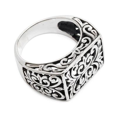 Alternate image for Mens Unique Sterling Silver Ring from Indonesia Emperor