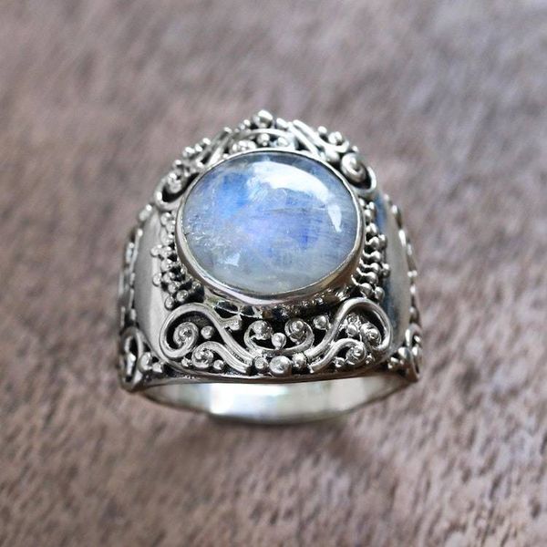 Alternate image for Rainbow Moonstone Cocktail Ring from Bali Nighttime Garden