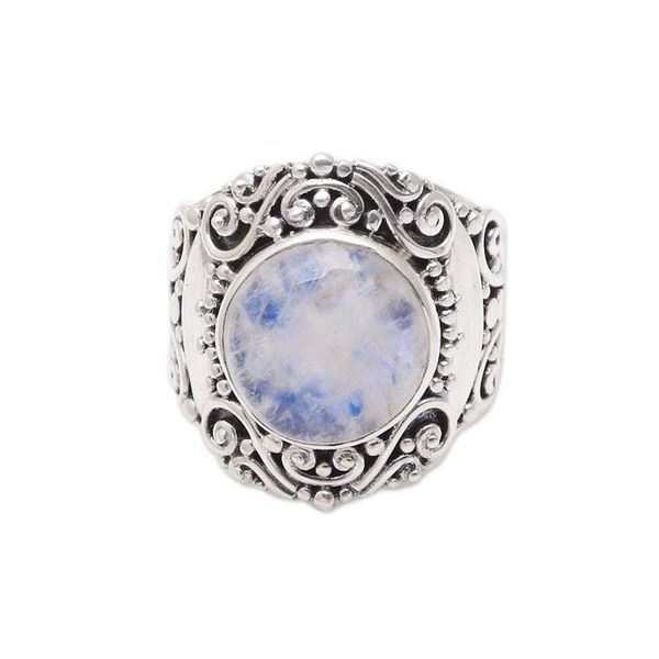 Alternate image for Rainbow Moonstone Cocktail Ring from Bali Nighttime Garden