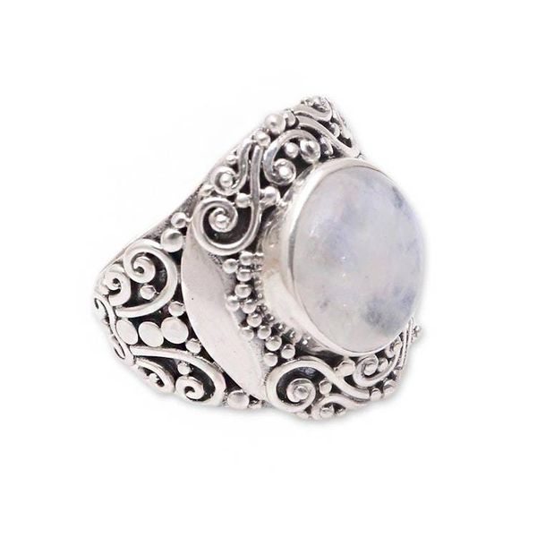 Alternate image for Rainbow Moonstone Cocktail Ring from Bali Nighttime Garden