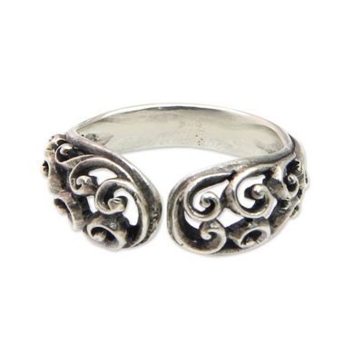 Alternate image for Balinese Sterling Silver Handcrafted Lacy Wrap Ring Jasmine Vine