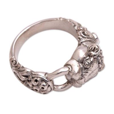 Alternate image for Fair Trade Sterling Silver Band Ring Silver Tiger