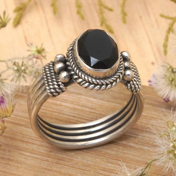 Alternate image for Sterling Silver and Onyx Ring Bali Glow