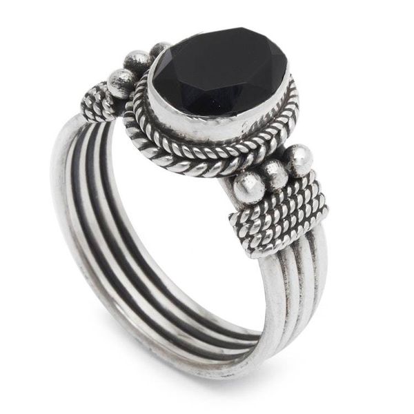 Alternate image for Sterling Silver and Onyx Ring Bali Glow