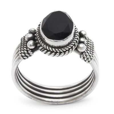 Alternate image for Sterling Silver and Onyx Ring Bali Glow