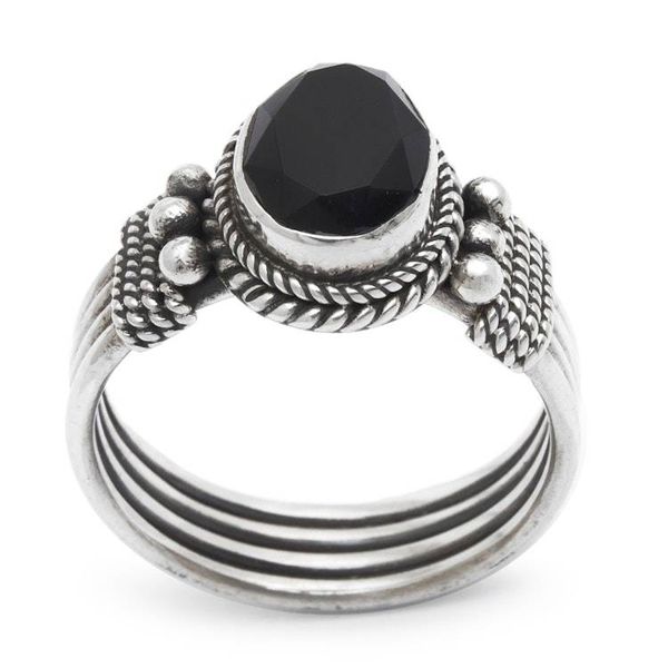 Alternate image for Sterling Silver and Onyx Ring Bali Glow
