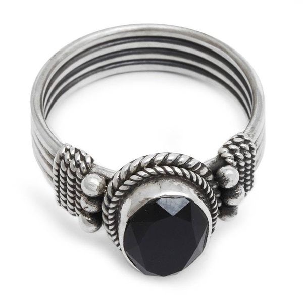 Alternate image for Sterling Silver and Onyx Ring Bali Glow