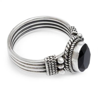 Alternate image for Sterling Silver and Onyx Ring Bali Glow