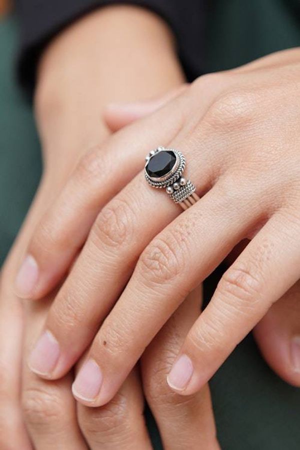 Alternate image for Sterling Silver and Onyx Ring Bali Glow