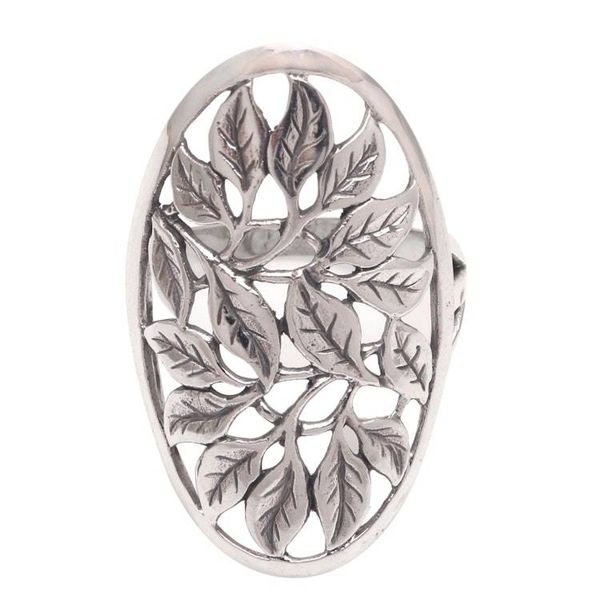 Alternate image for Leaf Motif Sterling Silver Cocktail Ring from Bali Many Leaves