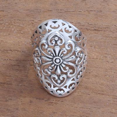 Primary image for Openwork Pattern Sterling Silver Cocktail Ring from Bali Openwork Flower