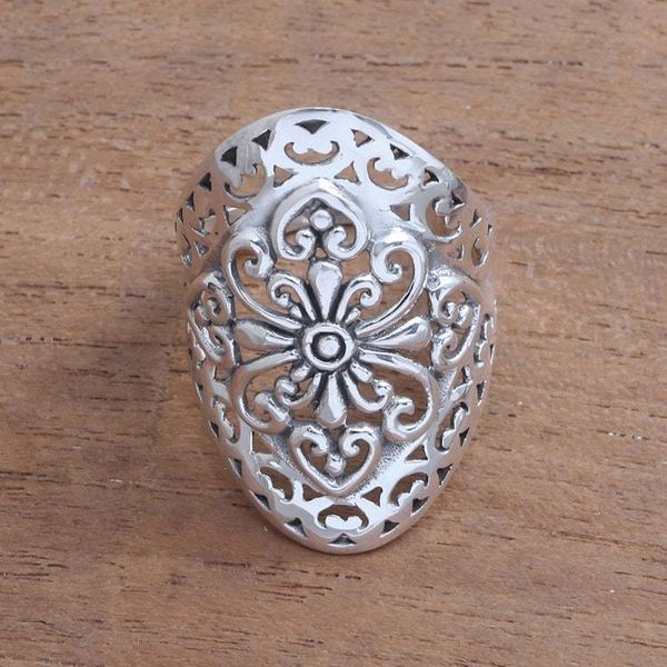 Alternate image for Openwork Pattern Sterling Silver Cocktail Ring from Bali Openwork Flower