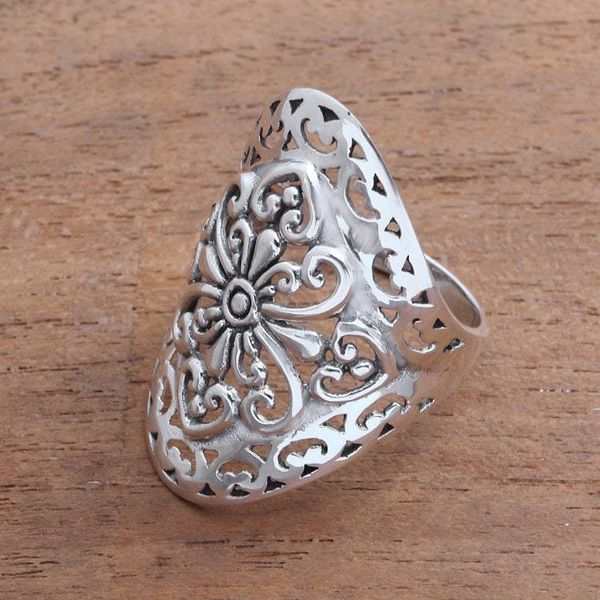 Alternate image for Openwork Pattern Sterling Silver Cocktail Ring from Bali Openwork Flower