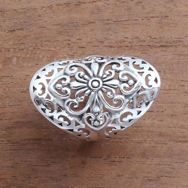 Alternate image for Openwork Pattern Sterling Silver Cocktail Ring from Bali Openwork Flower
