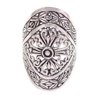 Alternate image for Bamboo Leaf Sterling Silver Cocktail Ring from Bali Bamboo Elegance