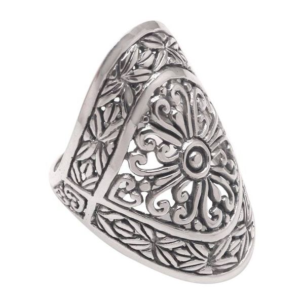 Alternate image for Bamboo Leaf Sterling Silver Cocktail Ring from Bali Bamboo Elegance