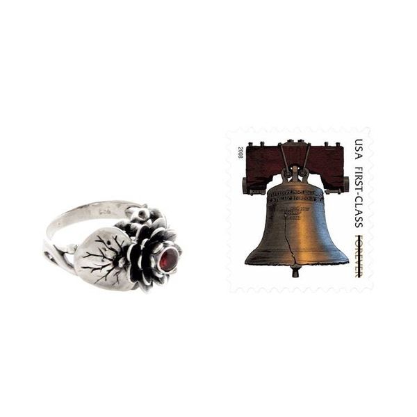 Alternate image for Garnet and Sterling Silver Flower Ring Lotus Purity