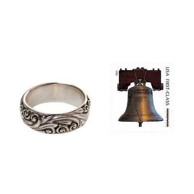 Alternate image for Sterling Silver Band Ring from Indonesia Floral Moon