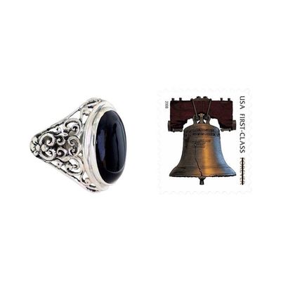 Alternate image for Mens Handmade Sterling Silver and Onyx Ring Song of the Night