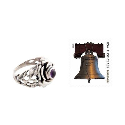 Alternate image for Hand Crafted Floral Sterling Silver and Amethyst Ring Rose of Peace