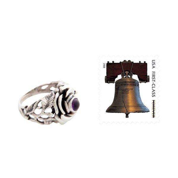 Alternate image for Hand Crafted Floral Sterling Silver and Amethyst Ring Rose of Peace
