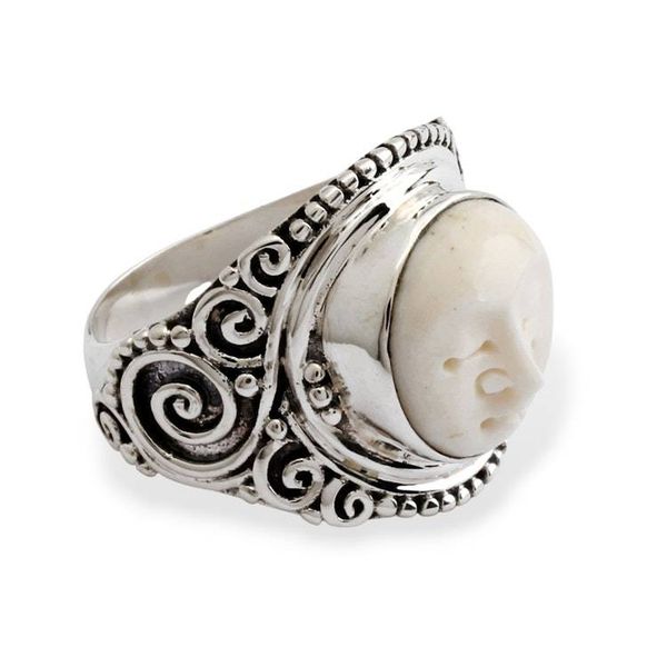 Alternate image for Moon-Inspired Folk Art-Themed Sterling Silver Cocktail Ring Dreamy Night