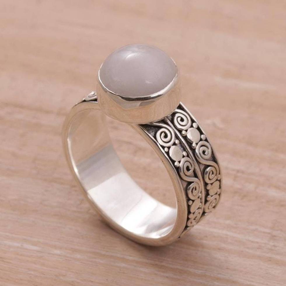 Artisan Crafted Sterling Silver and Rose Quartz Ring 'Dawn Sky'