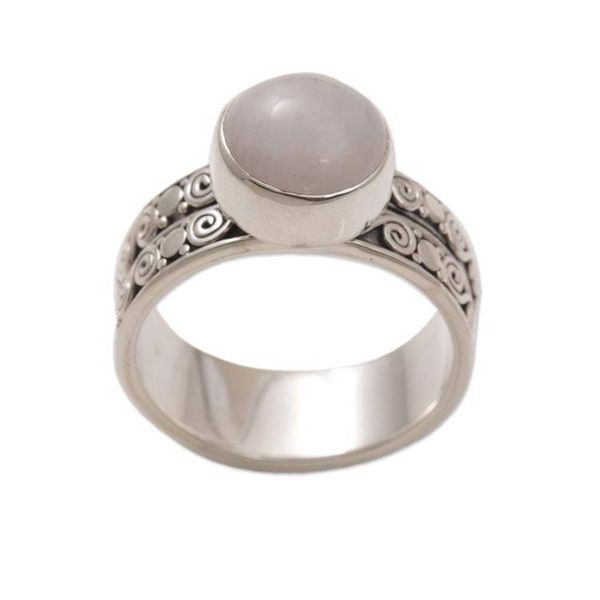 Alternate image for Artisan Crafted Sterling Silver and Rose Quartz Ring Dawn Sky