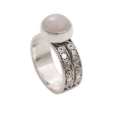 Alternate image for Artisan Crafted Sterling Silver and Rose Quartz Ring Dawn Sky
