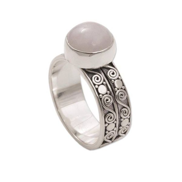 Alternate image for Artisan Crafted Sterling Silver and Rose Quartz Ring Dawn Sky
