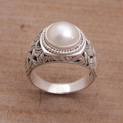 Alternate image for Cultured Pearl and Sterling Silver Single Stone RIng Bamboo Dreams