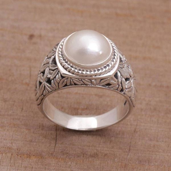 Alternate image for Cultured Pearl and Sterling Silver Single Stone RIng Bamboo Dreams