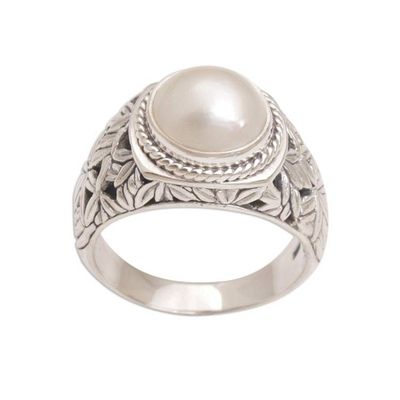 Alternate image for Cultured Pearl and Sterling Silver Single Stone RIng Bamboo Dreams