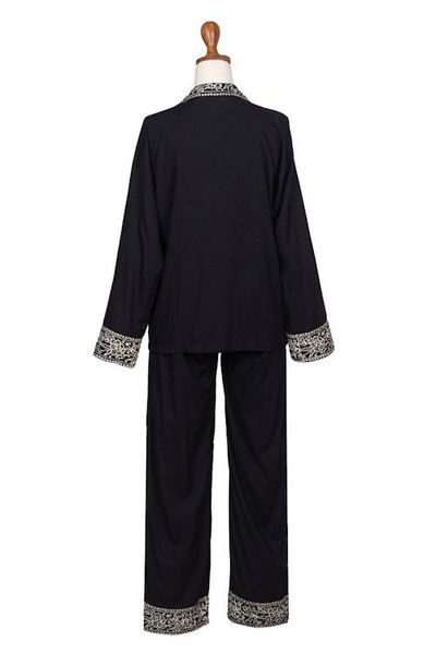 Alternate image for Handmade Batik Rayon Pajama Set Batik Long Sleeve Loungewear