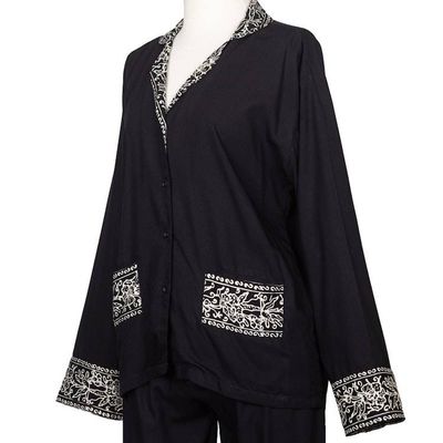 Alternate image for Handmade Batik Rayon Pajama Set Batik Long Sleeve Loungewear