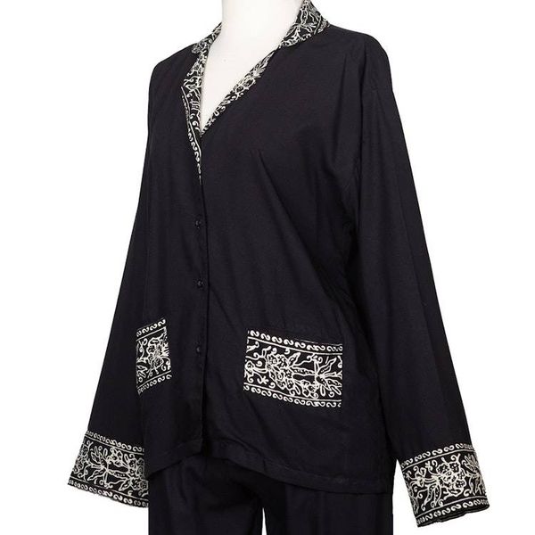 Alternate image for Handmade Batik Rayon Pajama Set Batik Long Sleeve Loungewear